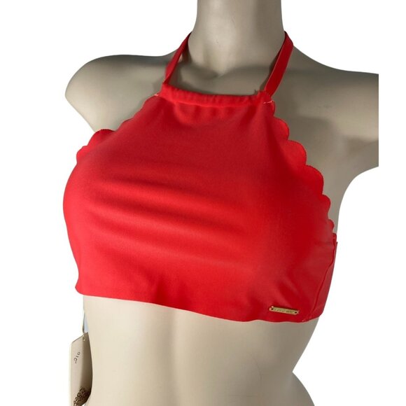 Agua Bendita NWT Halter Top Backless Scallop Orange Crop Small - Picture 1 of 8